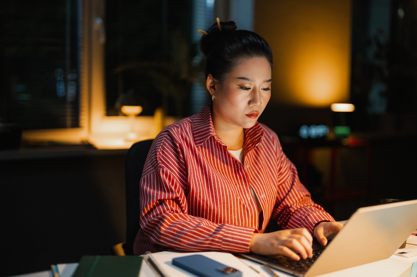 Woman working on a laptop